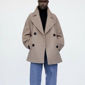 NWT ZARA WOOL BLEND OVERSIZED COAT Mink | 8318/107 Size M $119